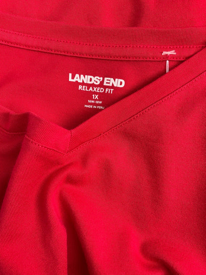 Lands End Red Solid Pre-Owned Ladies Casual Top -  Size 1X