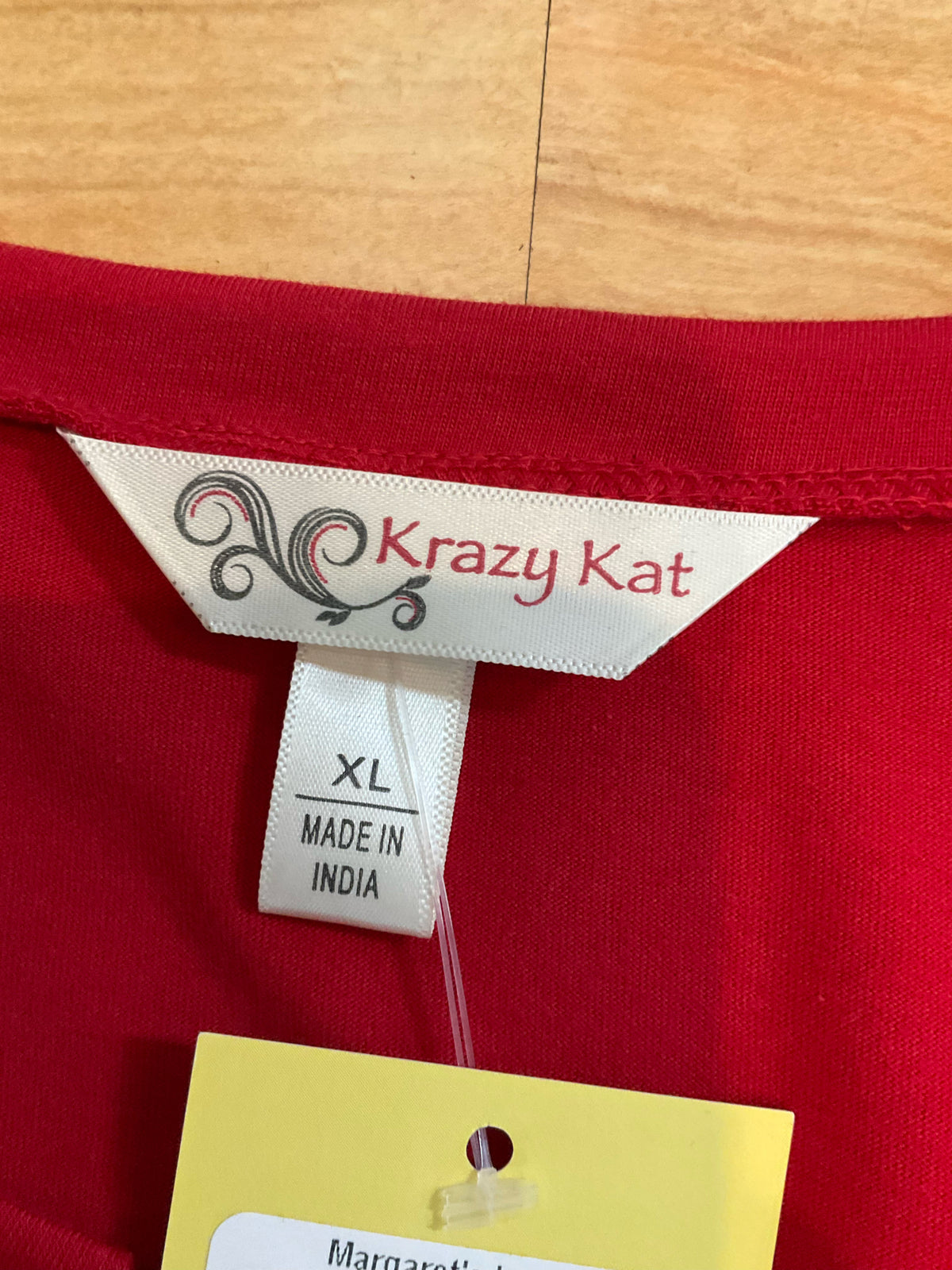 Krazy Kat Red 3D Petal Appliqué Tunic Top Size XL