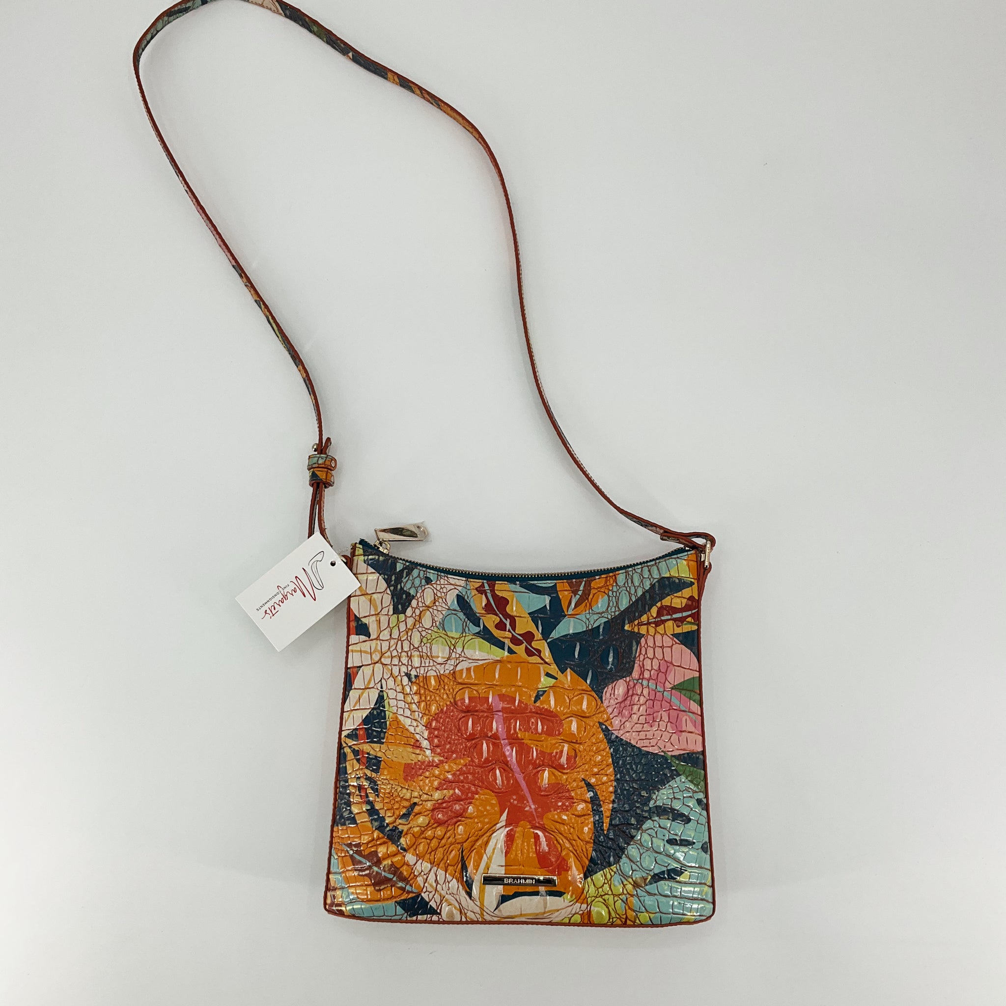 Brahmin Marissa Crossbody Bag in Jungle Melbourne Croc Embossed Leather