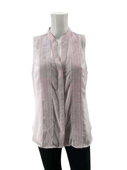 White House Black Market Lavender Swiss Dot Lace Trim Blouse Top Size 6 - ONLINE ONLY