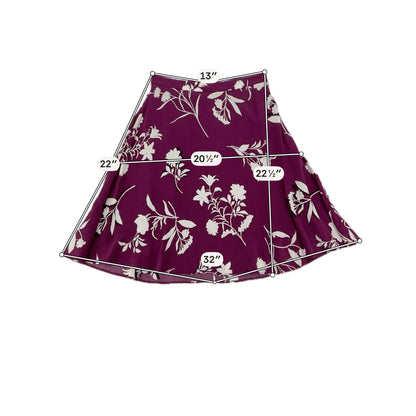 Ann Taylor Petite Floral A-Line Knee Length Skirt Purple White | Size 00 Petite - ONLINE ONLY