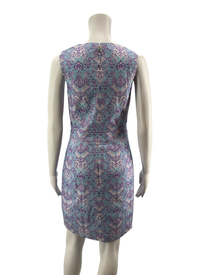 nicoblu Aqua/Purple Dress Aqua/Purple Floral Pre-Owned Ladies Dress - Size 2 - Size 2