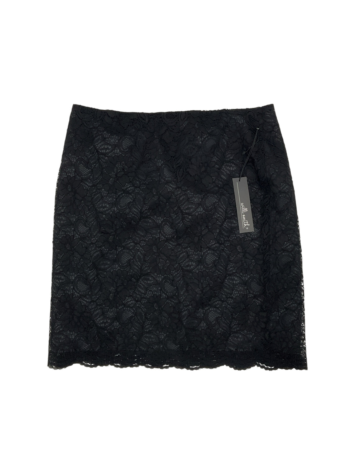 Willi Smith Black Skirt Black Floral Lace Mini Pencil Skirt Size 6 NWT - Size 6