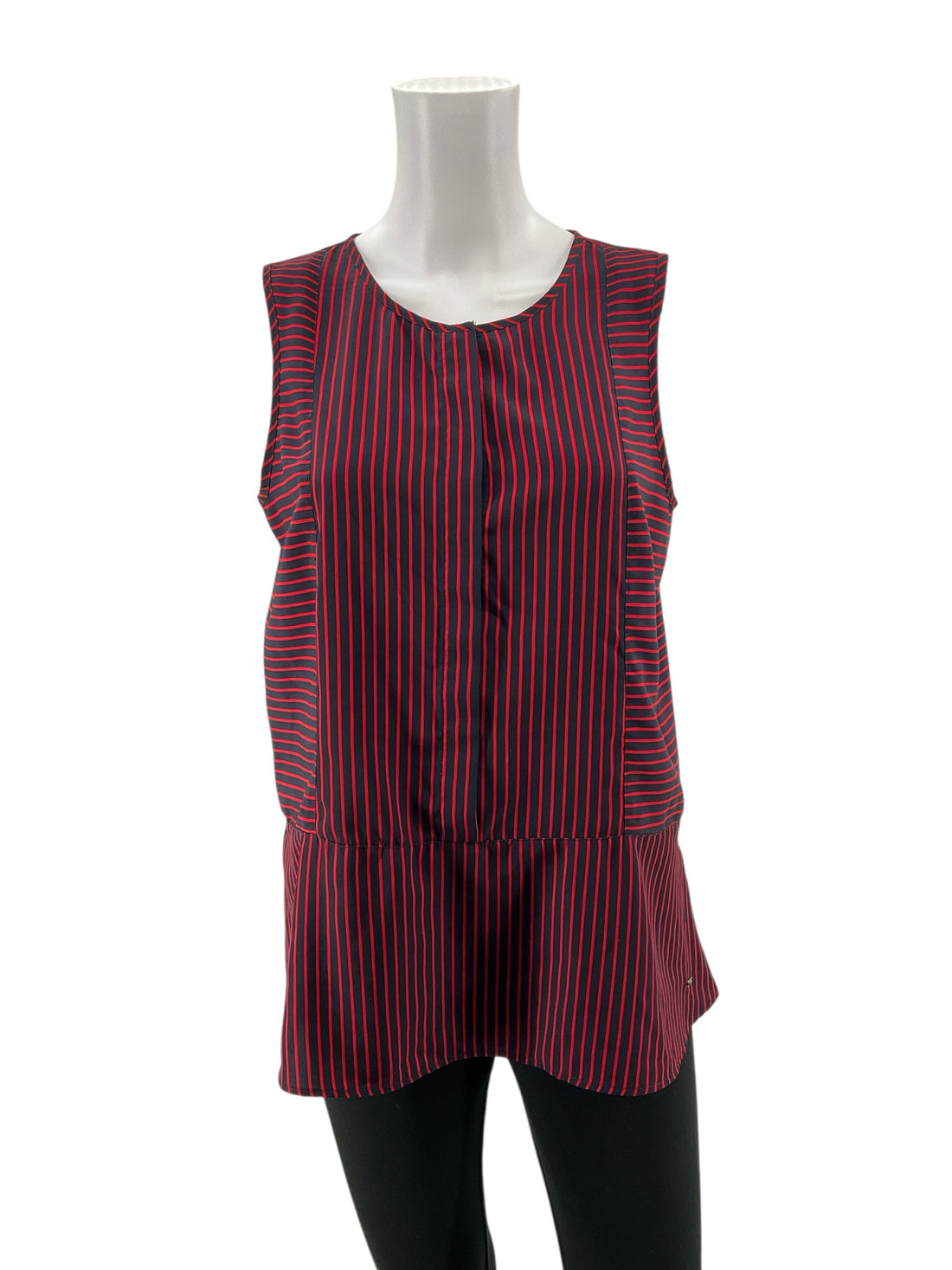 Tommy Hilfiger Navy &amp; Red Striped Sleeveless Peplum Tunic Top Size Medium - ONLINE ONLY