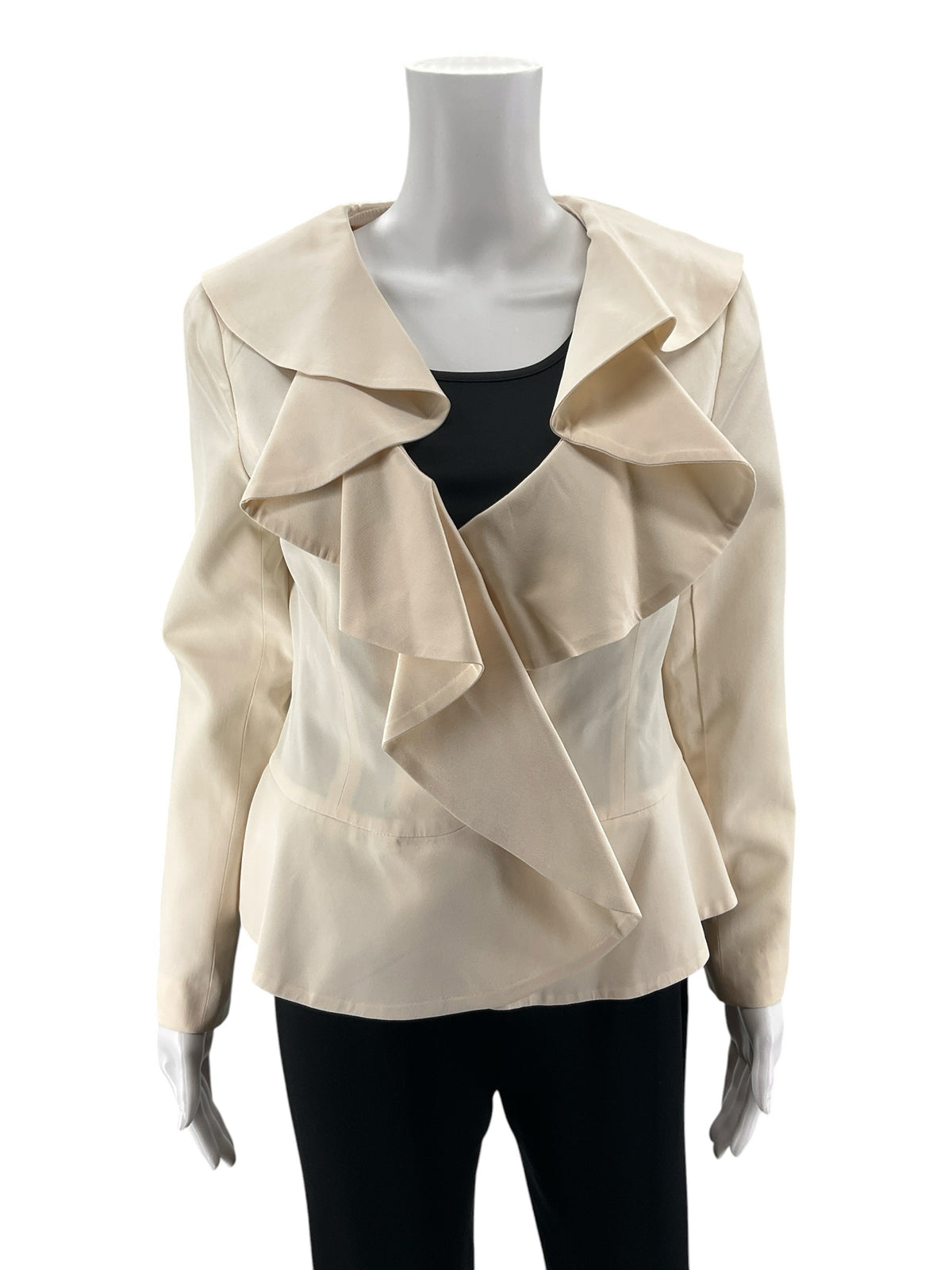Neiman Marcus Exclusive 100% Silk Waterfall Ruffle Jacket Size 8 NWT