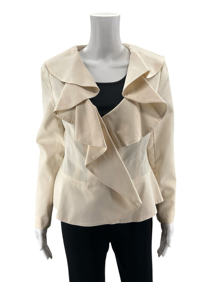 Neiman Marcus Exclusive 100% Silk Waterfall Ruffle Jacket Size 8 NWT
