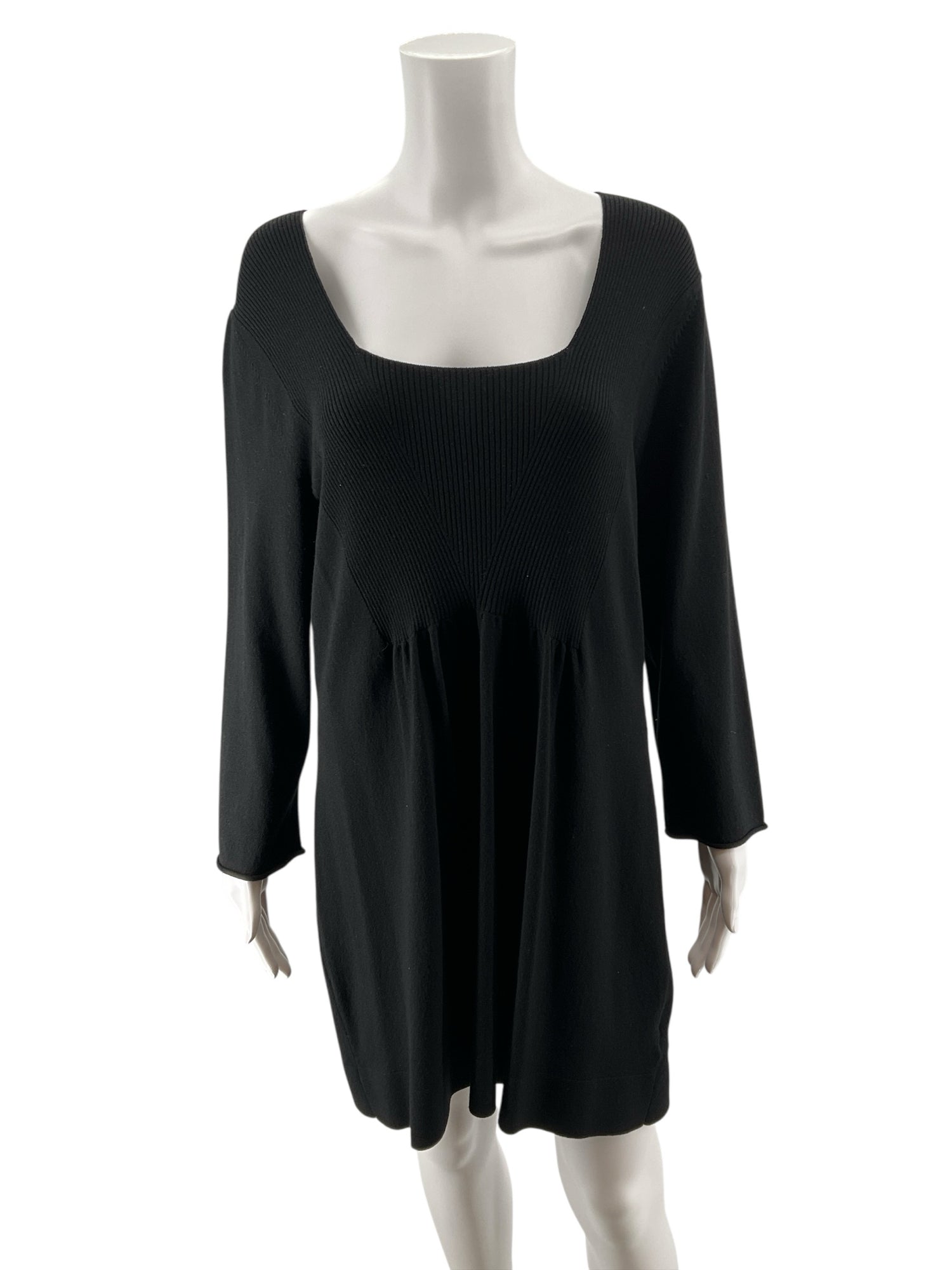 Nine West Black Ribbed Knit 3/4 Sleeve Sweater Dress Size XL