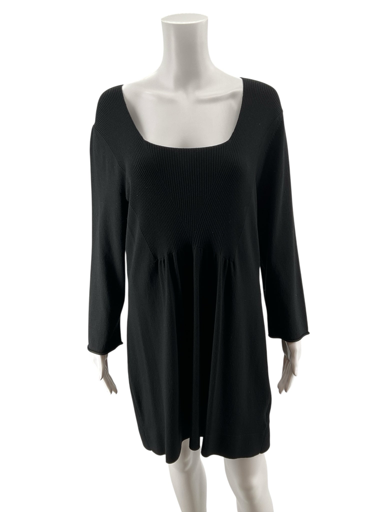 Nine West Black Ribbed Knit 3/4 Sleeve Sweater Dress Size XL