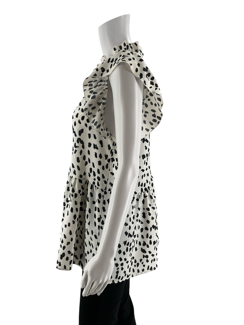 Entro White/Black Print Pre-Owned Ladies Top - Size Medium