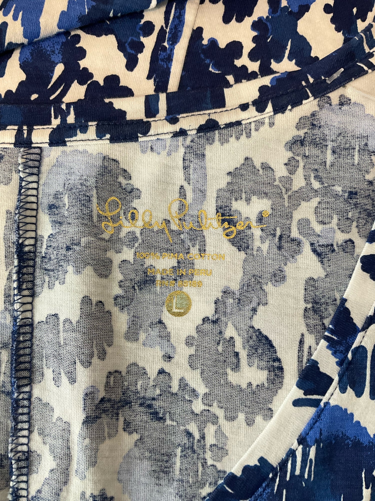 Lilly Pulitzer Size L white/blue Print Pre-Owned Ladies Dress