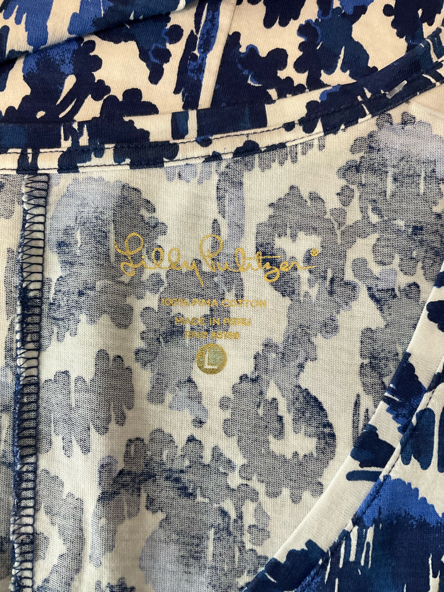 Lilly Pulitzer Size L white/blue Print Pre-Owned Ladies Dress