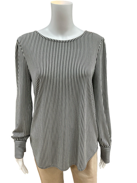 Ann Taylor Size Medium Black/White Striped Pre-Owned Casual Top