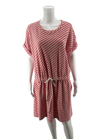 Lou &amp; Grey Red &amp;amp; White Diagonal Stripe Terry T-Shirt Dress | XL