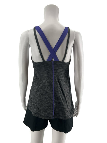 Lululemon Push Ur Limits Tank Heathered Gray Purple Strappy Top Size 6 - ONLINE ONLY