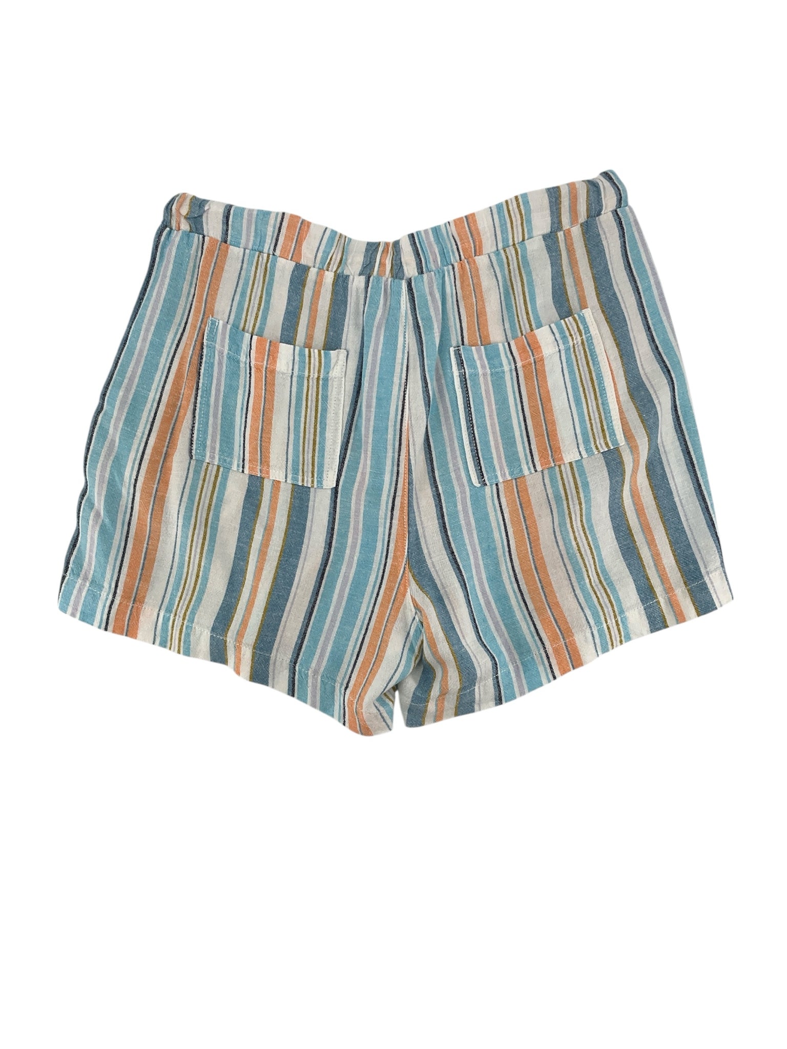 Briggs Striped Linen Blend Pull-On Shorts | Size L | Blue, Orange, White