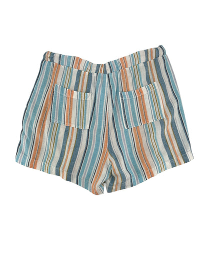 Briggs Striped Linen Blend Pull-On Shorts | Size L | Blue, Orange, White