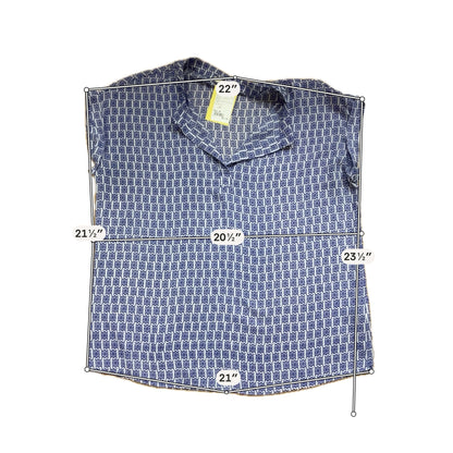 Pleione Geometric Print V-Neck Roll Tab Sleeve Blouse Top Size Medium