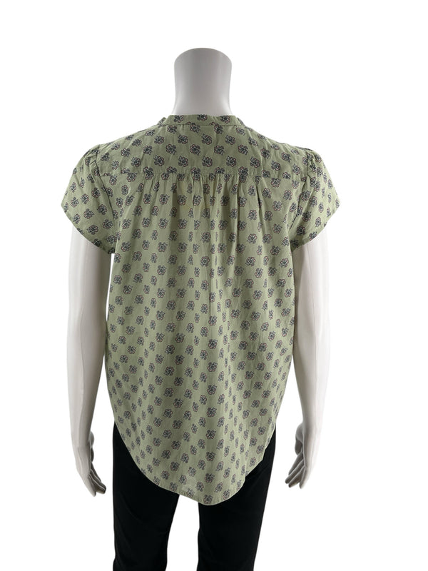 J Jill Green Floral Pre-Owned Ladies Top - Size XS Petite