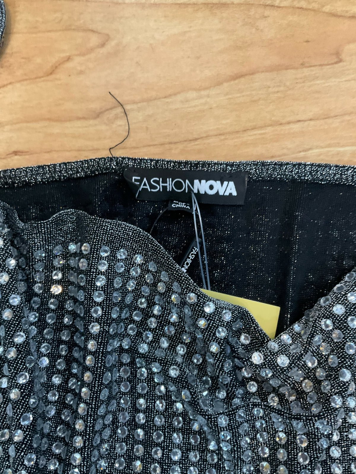 Fashion Nova 3X Rhinestone Cowl Neck Cami Top Metallic Gray Black NWT