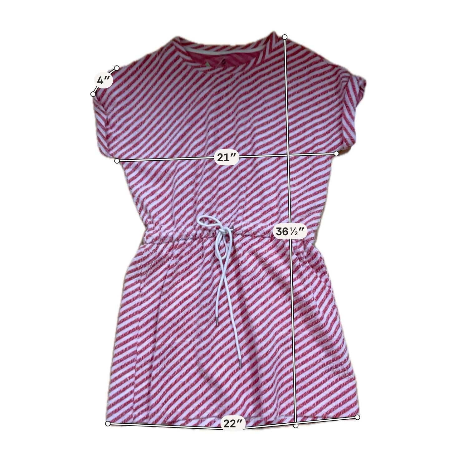 Lou &amp; Grey Red &amp;amp; White Diagonal Stripe Terry T-Shirt Dress | XL