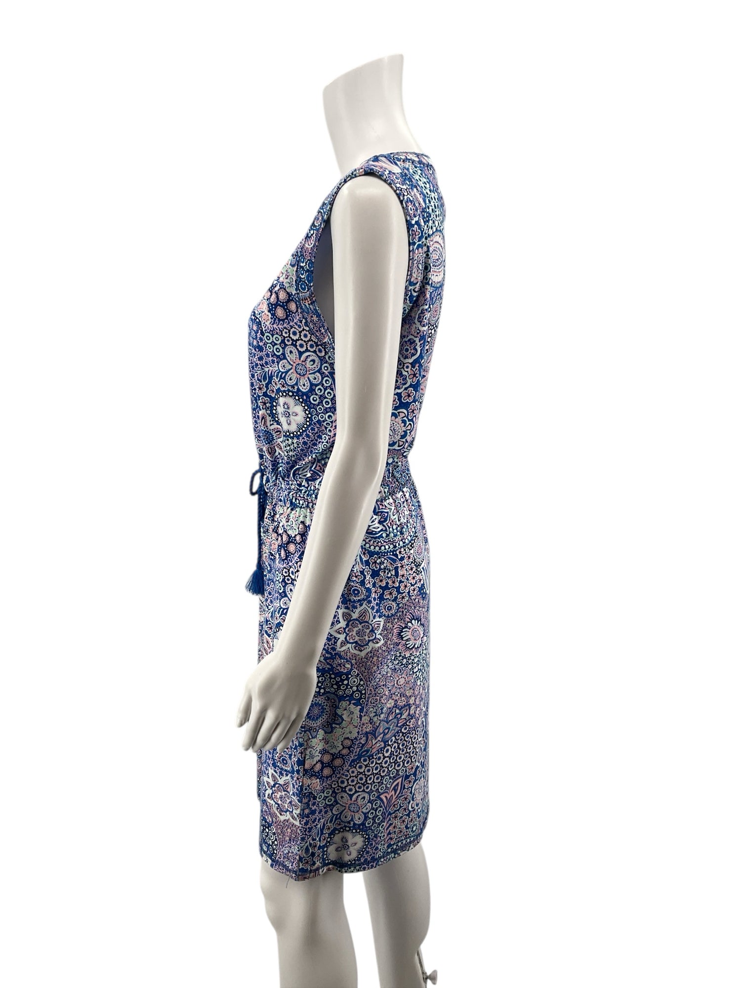 T by Talbots Blue/Pink/White Floral Pre-Owned Ladies Dress - Size Medium