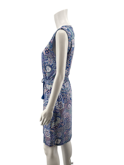 T by Talbots Blue/Pink/White Floral Pre-Owned Ladies Dress - Size Medium