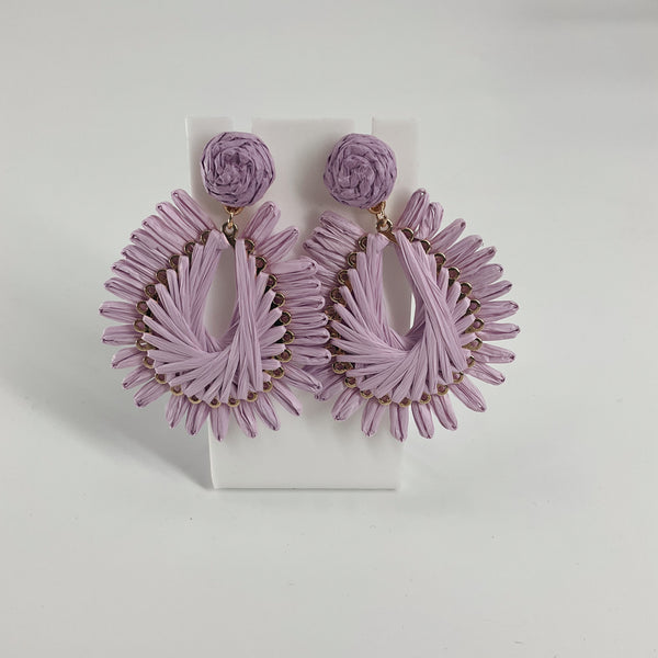 Lavender Woven Raffia Statement Stud Earrings – New, Never Worn - Margaret’s Fine Consignment