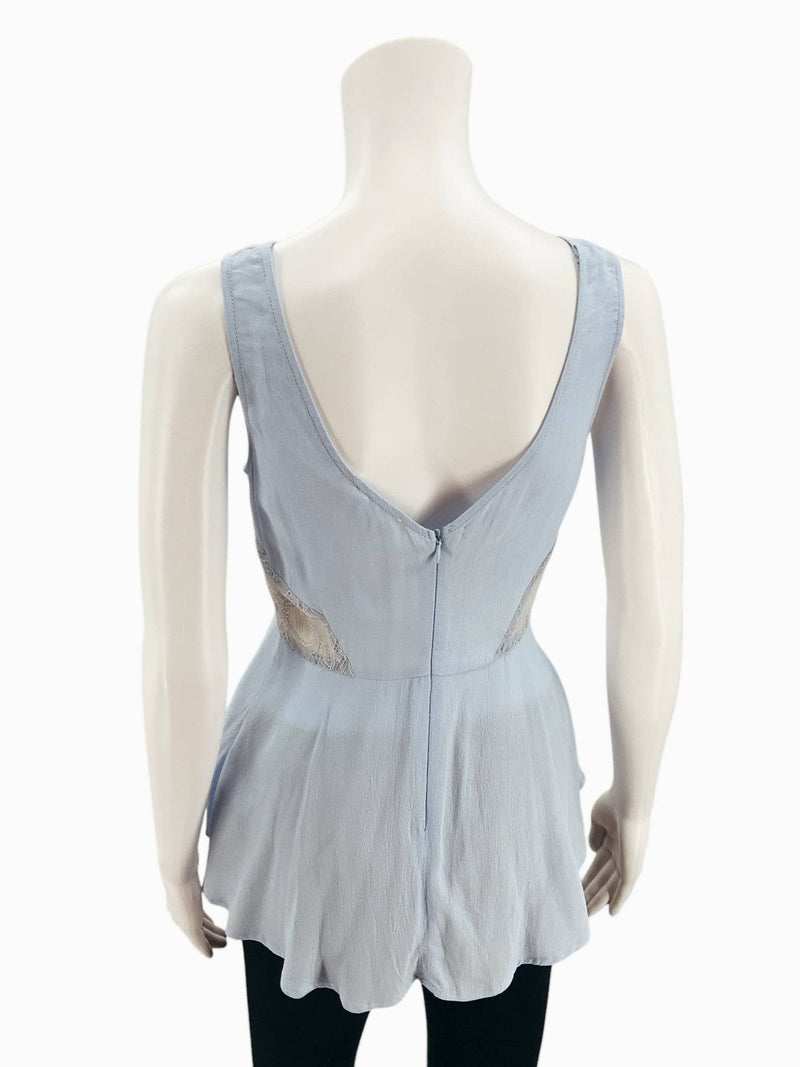Lush Light Blue Lace Ladies Pre-Owned Top - Size Small - Margaret’s Fine Consignment