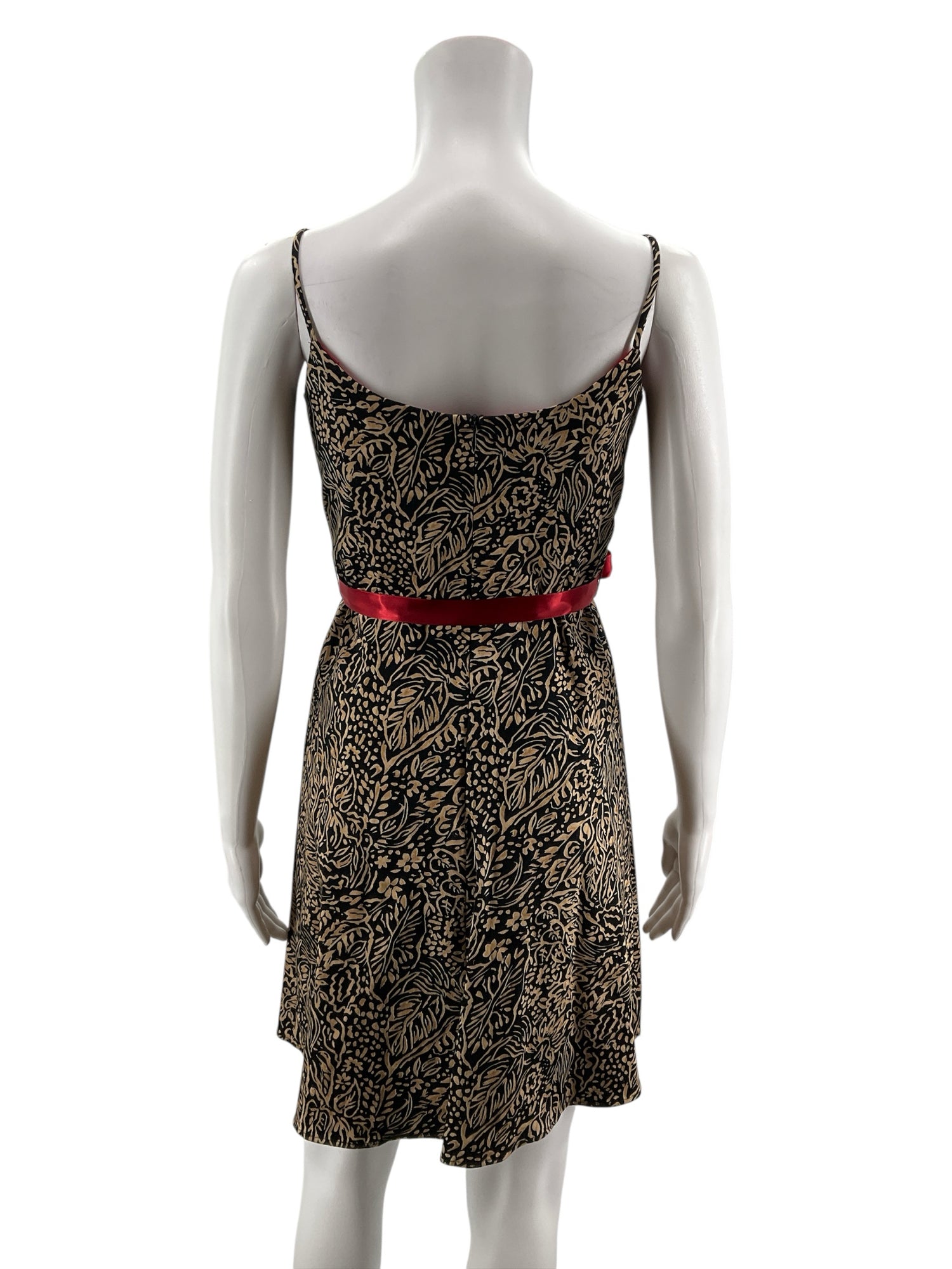 Jessica Howard Petite Floral Print Fit &amp; Flare Dress with Red Sash Belt | Size 4P