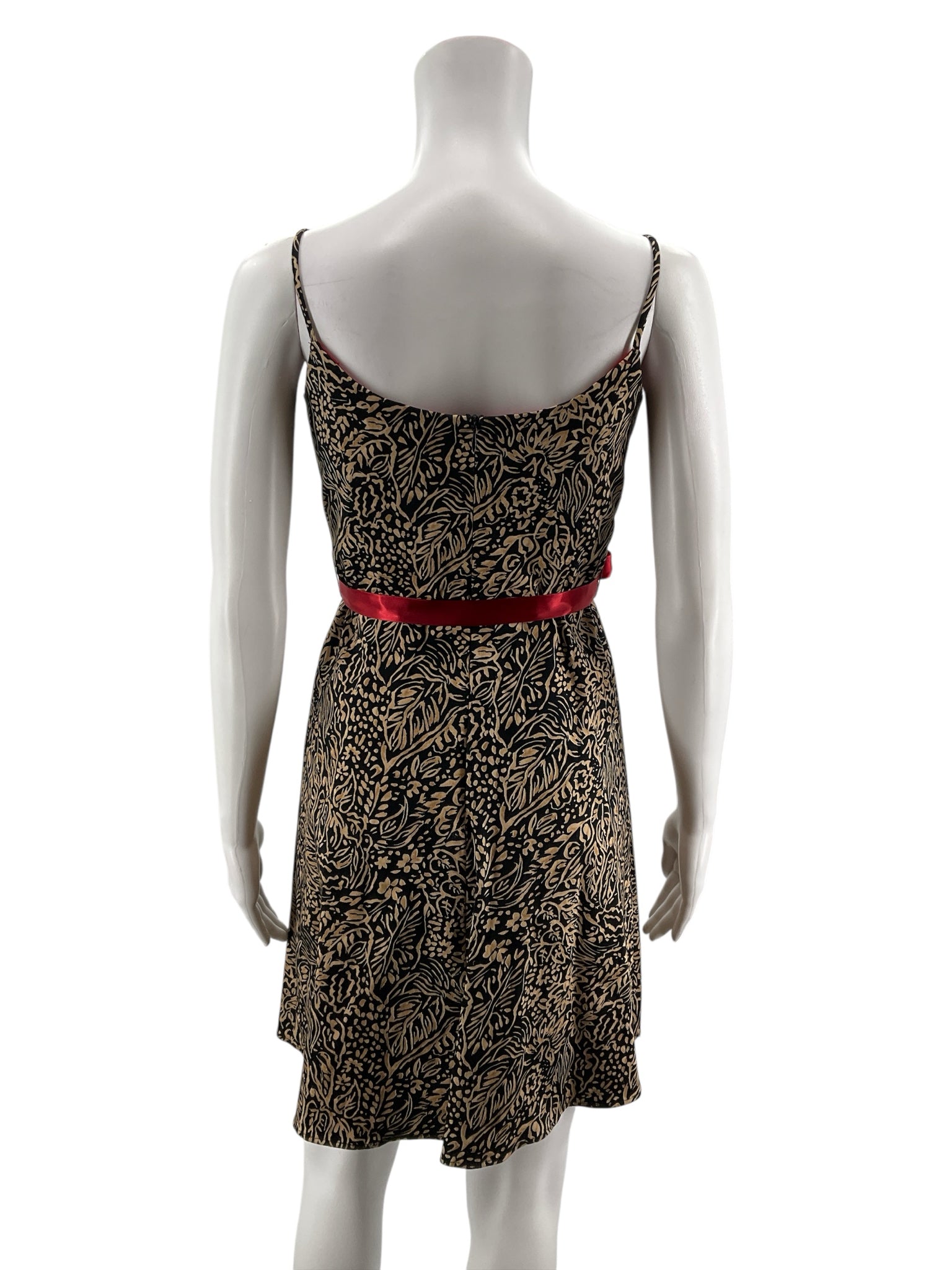 Jessica Howard Petite Floral Print Fit &amp; Flare Dress with Red Sash Belt | Size 4P