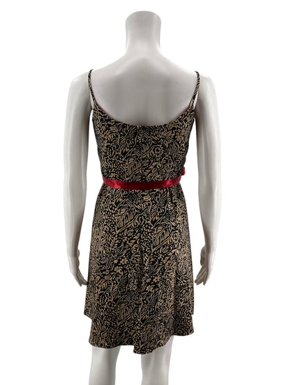 Jessica Howard Petite Floral Print Fit &amp; Flare Dress with Red Sash Belt | Size 4P