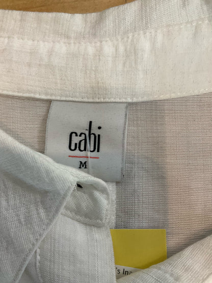 cabi Pintuck Blouse Whisper White Short Sleeve Top Size Medium