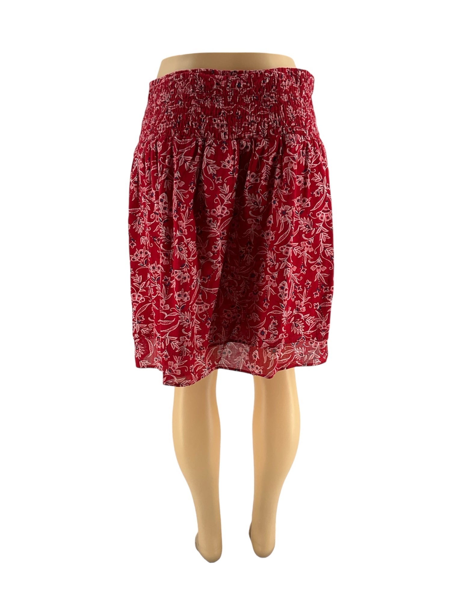 J Jill - Red/Navy Floral Pre-Owned Ladies Skirt- Size Medium