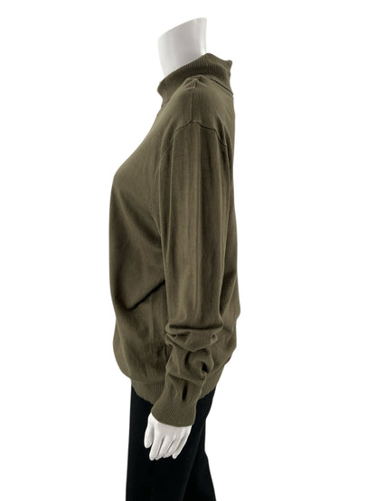 Calvin Klein olive solid pre-owned ladies casual top in size XL, featuring a simple design and relaxed fit.