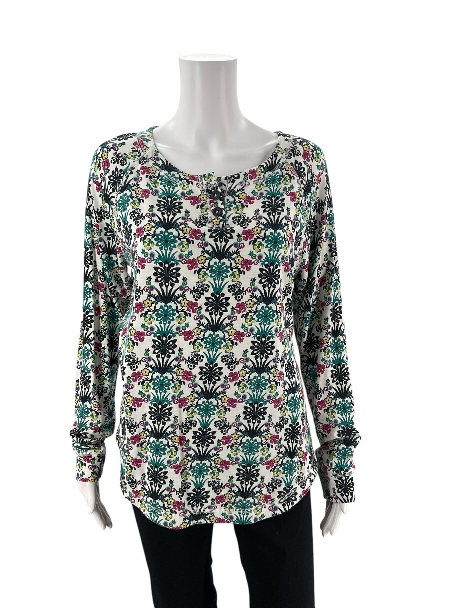 Talbots pre-owned white and multi floral casual top, women&
