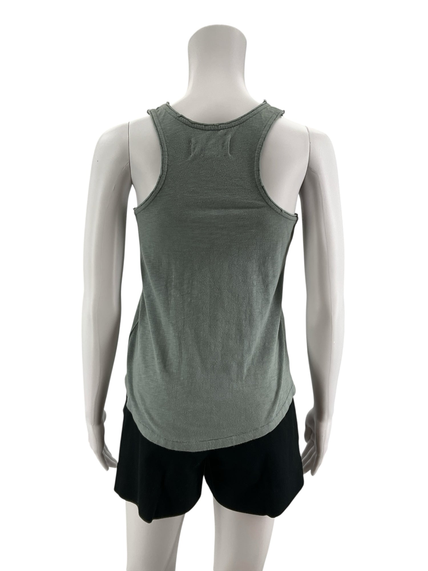 Ecote Beaded Tribal Motif Racerback Tank Top Sage Green Pink XS