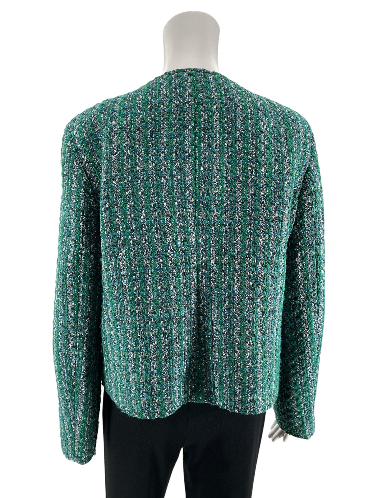 J. Crew Green Boucle Tweed Crest Button Lady Jacket | Size 14