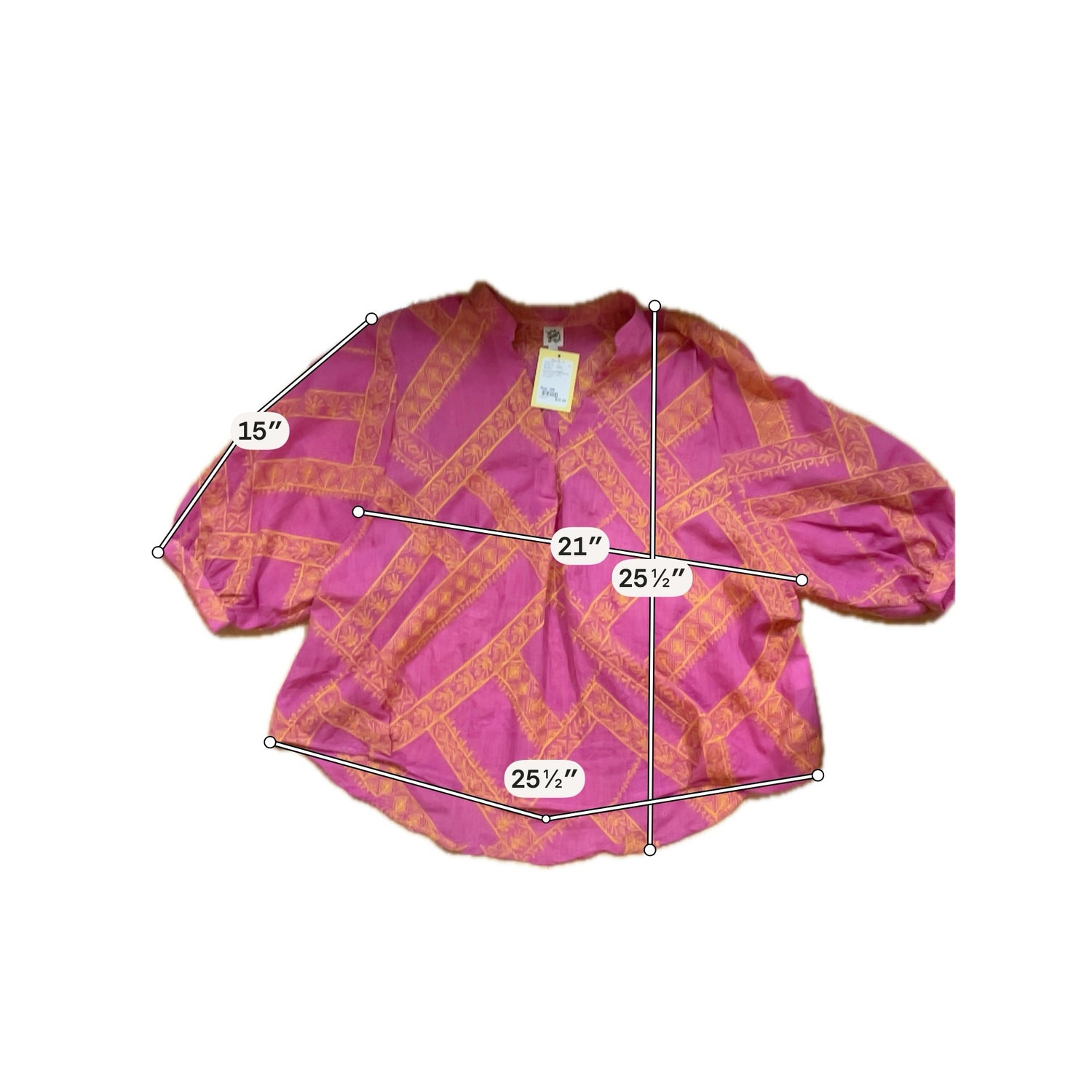 Ivy Jane Pink &amp;amp; Orange Embroidered Boho Tunic Top S/M