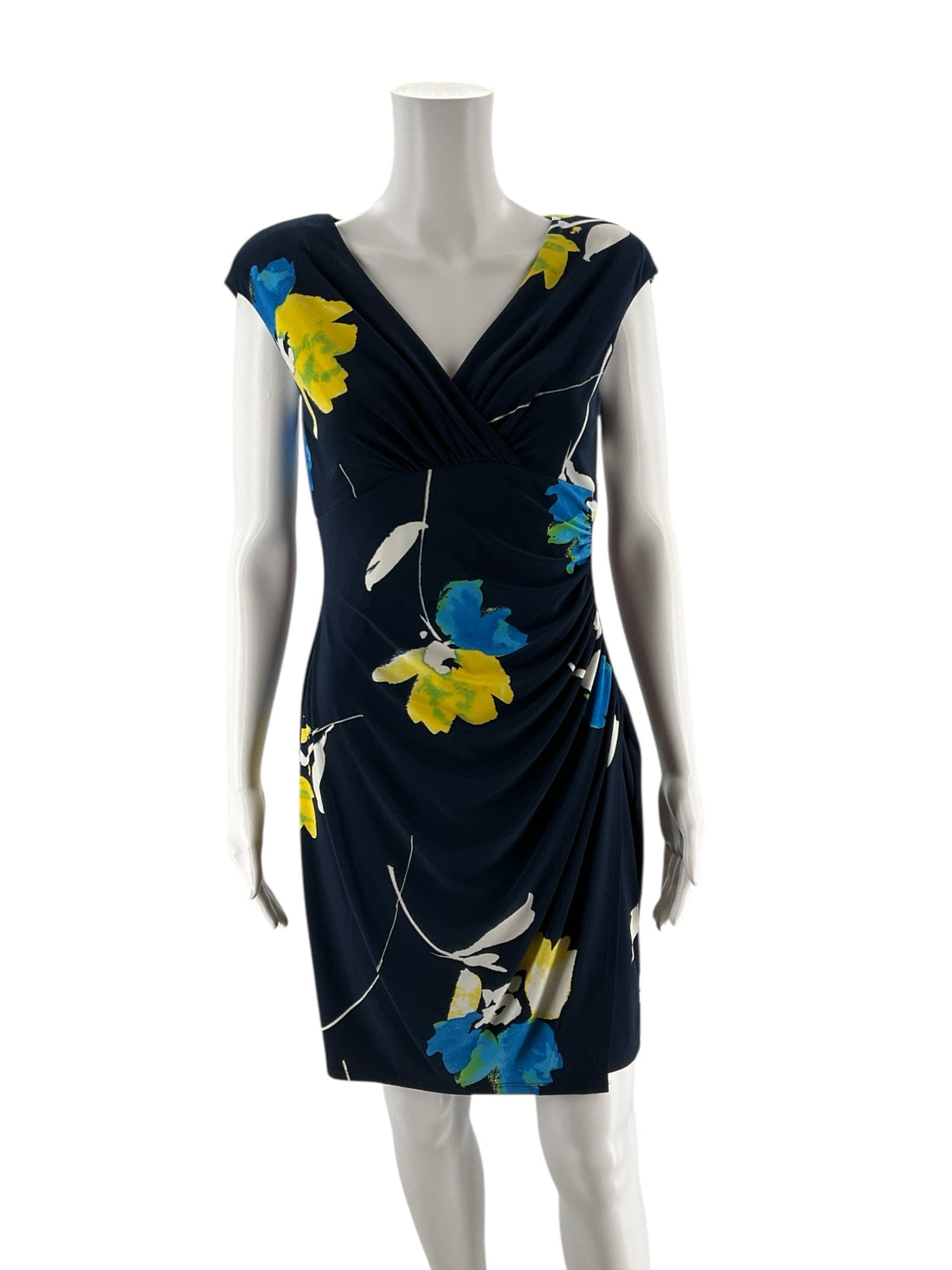 Ralph Lauren Navy/Yellow Floral Pre-Owned Ladies Dress - Size 8 Petite - Margaret’s Fine Consignment