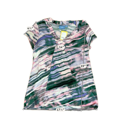 Simply Vera Vera Wang XL Watercolor Print V-Neck Top | Pre-Owned Rayon Blouse