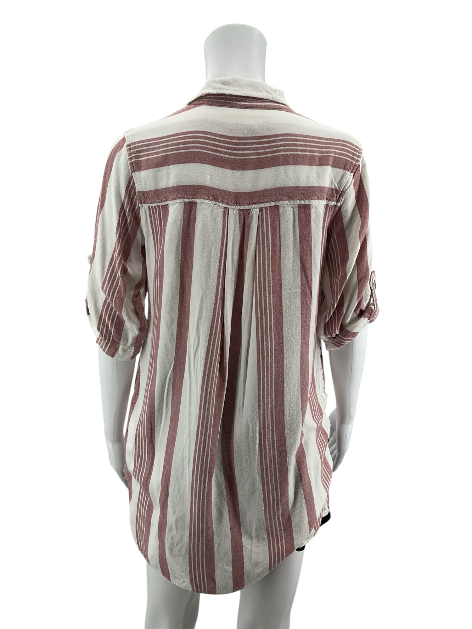 Thread &amp;amp; Supply Rosewater Striped Roll-Tab Tunic Top Size Medium