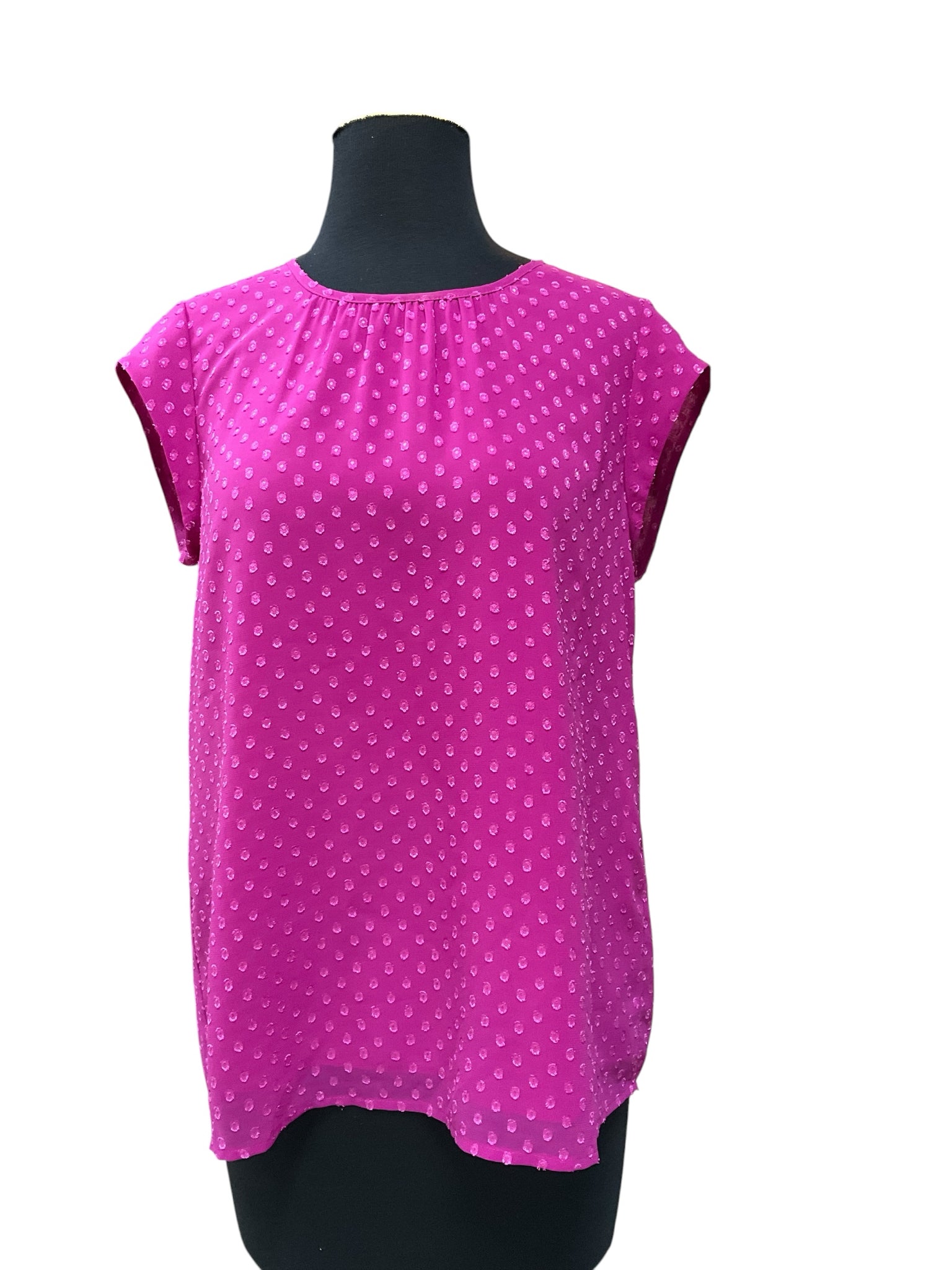 Les Pererin Raspberry Pink Swiss Dot Dolman Sleeve Blouse | Size Small - ONLINE ONLY
