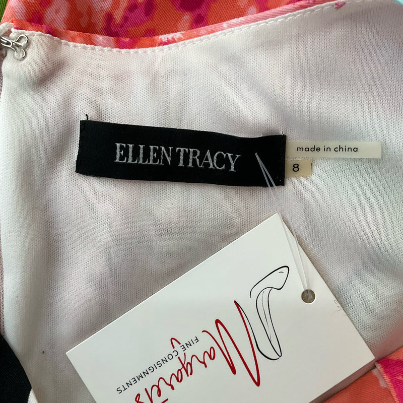Ellen Tracy White Multi Floral Stripe Sleeveless Dress – Size 8, Excellent Pre-Owned - Margaret’s Fine Consignment