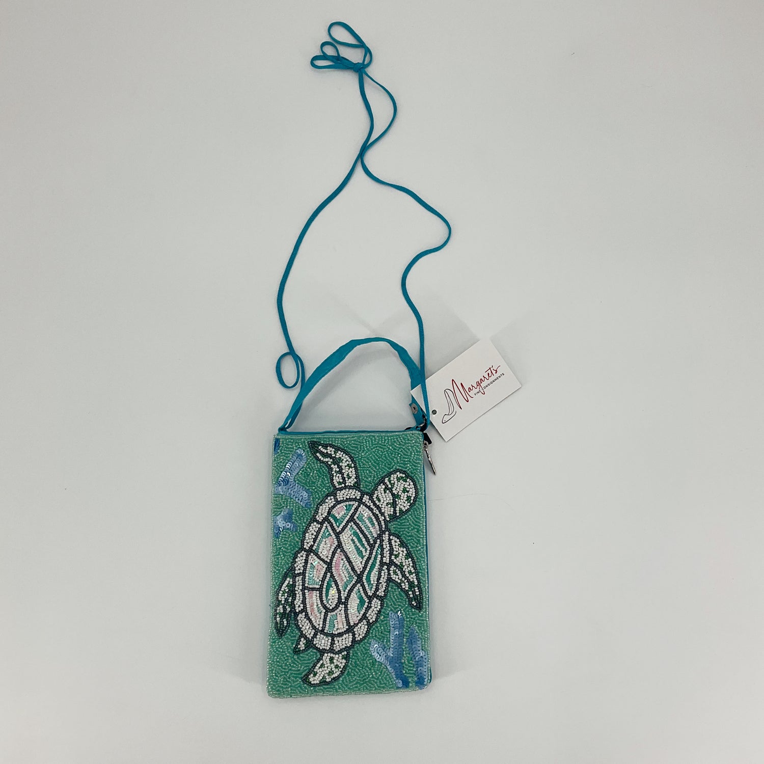 Bamboo Trading Company Beaded Sea Turtle Crossbody Bag NWT