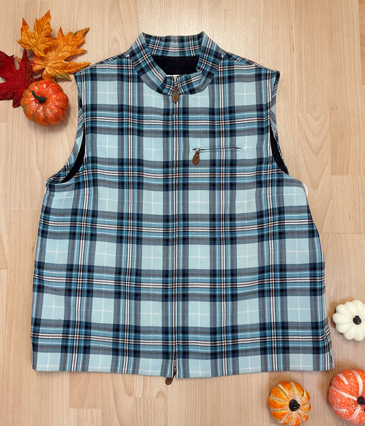 Doncaster Size L Blue Plaid Consignment Ladies Vest