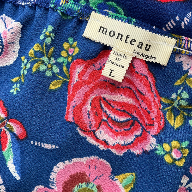 Monteau Navy/Multi Floral Pre-Owned Ladies Top - Size Large - Margaret’s Fine Consignment