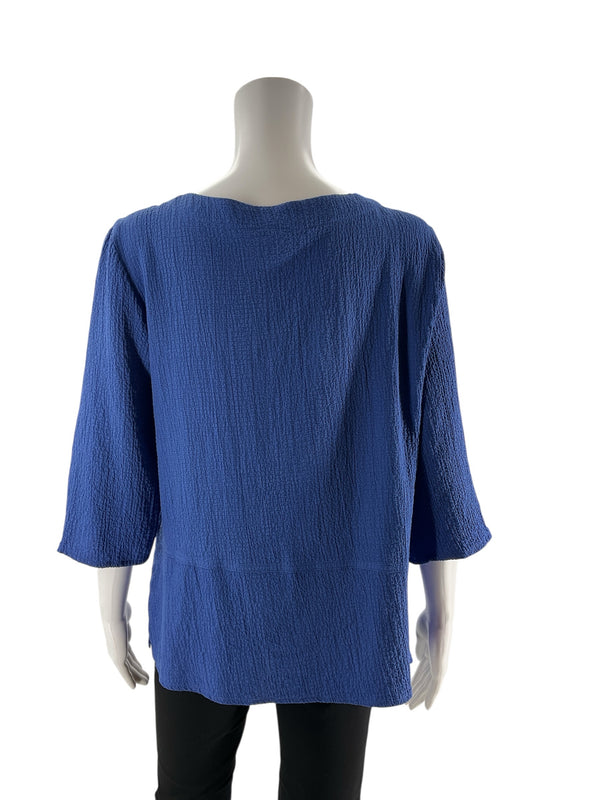 Peck & Peck Blue Textured Pre-Owned Ladies Top - Size Small