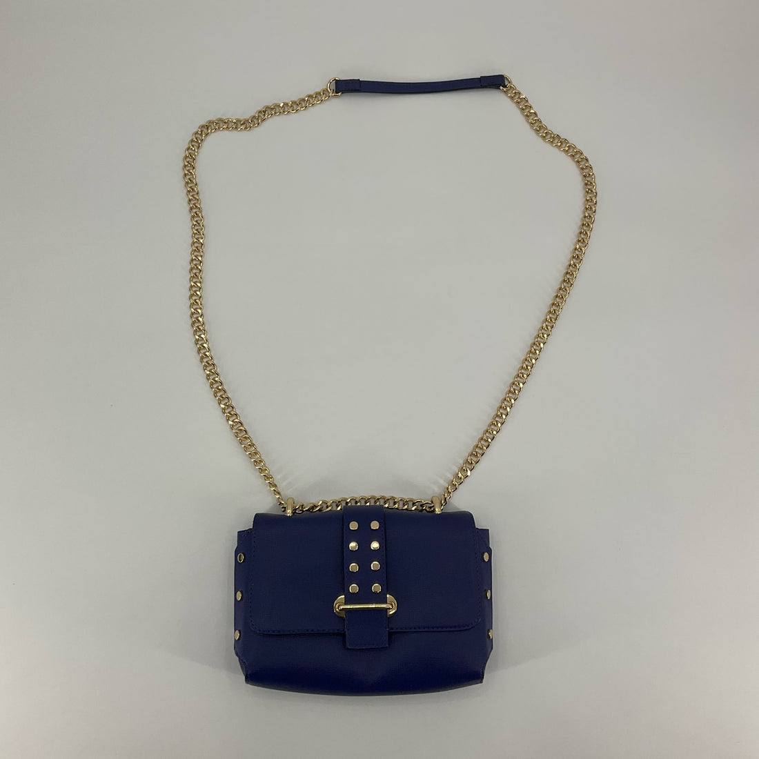 Giani Bini Sesto Studded Navy Faux Leather Crossbody Bag Gold Chain