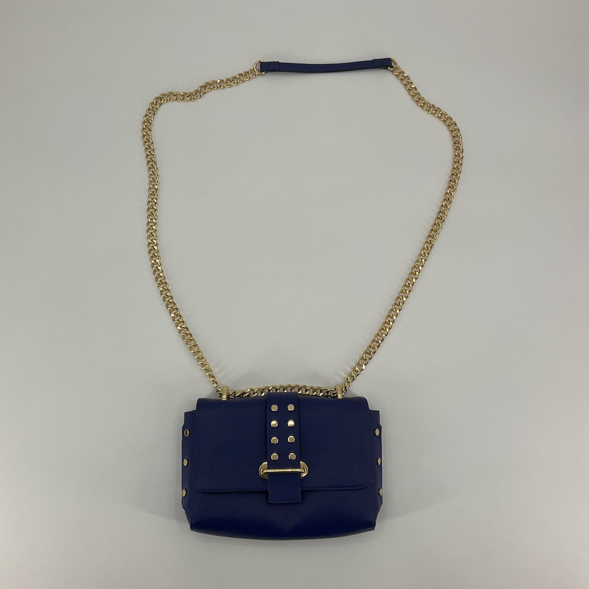 Giani Bini Sesto Studded Navy Faux Leather Crossbody Bag Gold Chain