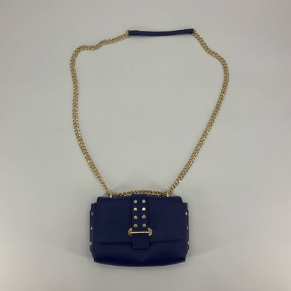 Giani Bini Sesto Studded Navy Faux Leather Crossbody Bag Gold Chain